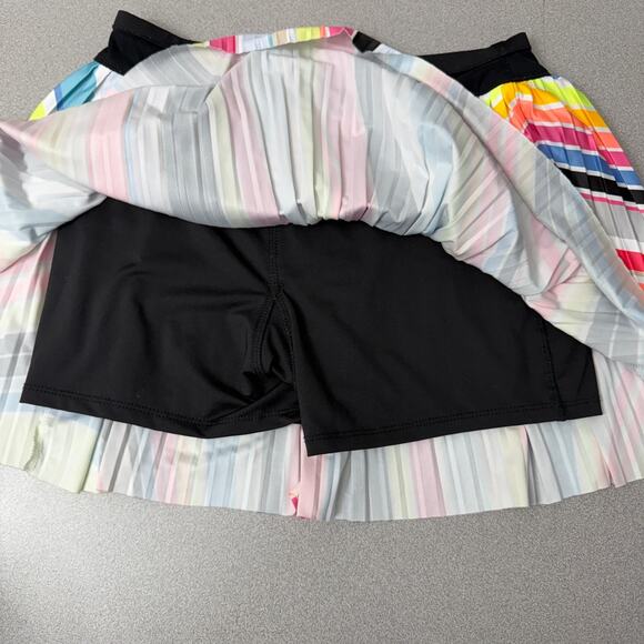 Lucky In Love Pleated Skort Small Multicolor Spectrum Colorful Tennis Pickleball - Picture 6 of 9